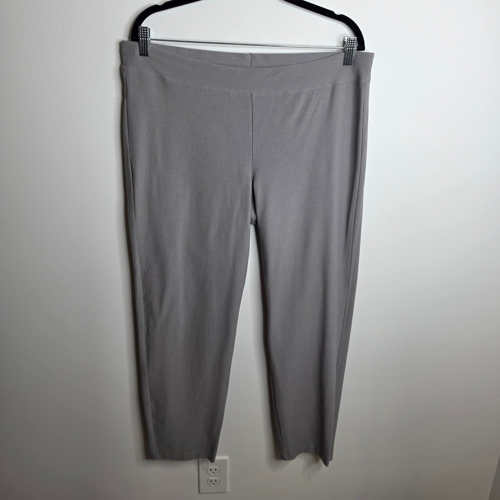 Eileen Fisher Slim Ankle Pants Womens Large Gray Viscose Stretch Knit